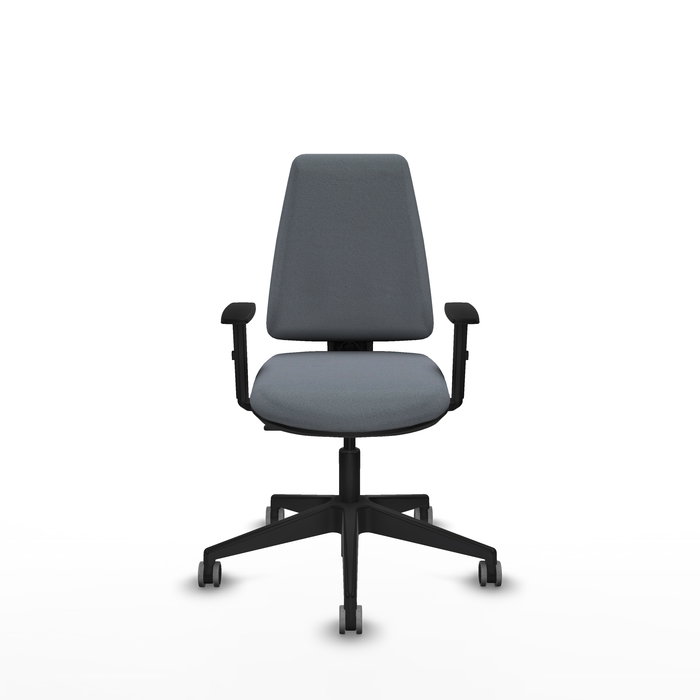 Chaise Elche Contact permament de base Tissu Gris Base pyramidale noire Accoudoir 1D Sans appui-tête Roulettes 65mm pour moquette