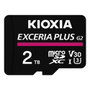 Kioxia Exceria Plus G2 Carte Mémoire MicroSDXC 2TB UHS-I U3 V30 A1 + Adaptateur Noir