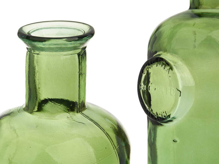Giftdecor Bouteille Décorative en Verre Stamp 35 cm Vert (Set de 6)