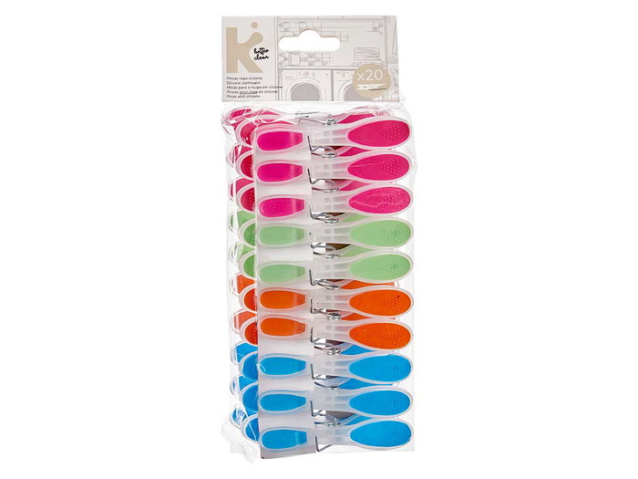 Arte Regal Lot de 20 Pinces en Silicone Multicolores 10x25x5 cm (Set de 24)