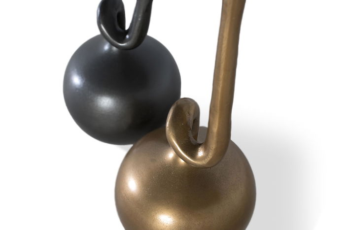 GINER Y COLOMER - Lot de 2 vases en aluminium doré et noir - Grand: 78x20x20 cm, Petit: 68x20x20 cm - Décoration intérieure