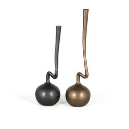 GINER Y COLOMER - Lot de 2 vases en aluminium doré et noir - Grand: 78x20x20 cm, Petit: 68x20x20 cm - Décoration intérieure