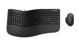 Microsoft Clavier et Souris Érgonomiques sans Fil avec Saisie Confortable, Clavier Scindé, Touche Capture et Pavé de Touches Nordique (AZERTY)