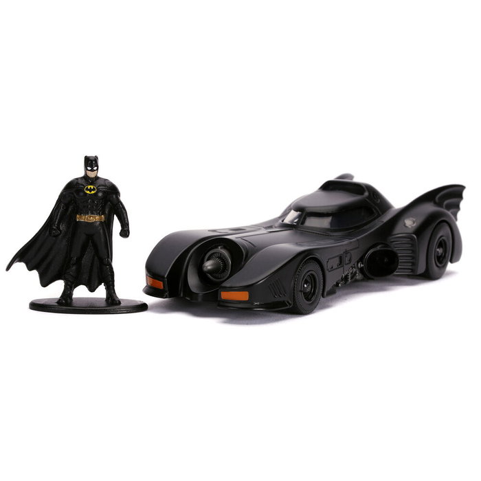 Jada Toys - Blister Figure Batman + Voiture Batmobile 1989 Metal DC Comics - Figurine Échelle 1:32 avec Portes Ouvrantes et Design Réaliste du Film