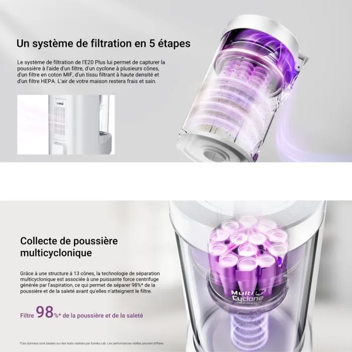 EUREKA E20 Plus - Aspirateur Robot Laveur Autovidant avec Station Transparente, 8000 Pa, Navigation IA 3D DuoDetect, Contrôle Vocal, 180 min Autonomie, pour Maison jusqu'à 300 m²