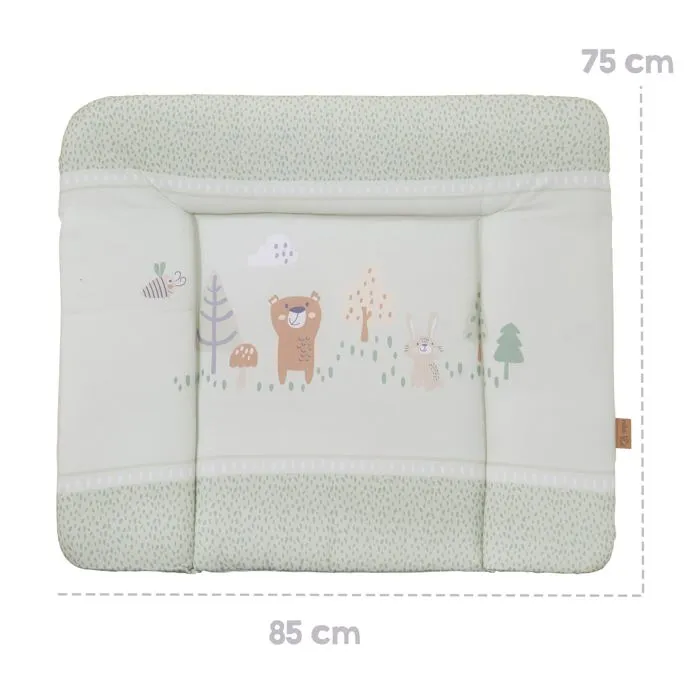 Roba - Matelas à langer motif Woodland Buddies - 85 x 75 cm - Bords rehaussés 3 côtés - Surface douce - Vert pastel