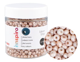 Innspiro Perles de rocaille en verre 3,8 mm ivoire rosé 120g