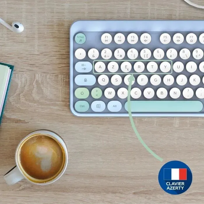 Mobility Lab Ensemble clavier et souris sans fil Pure Color avec pavé numérique intégré et raccourcis multimédias, bleu