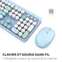 Mobility Lab Ensemble clavier et souris sans fil Pure Color avec pavé numérique intégré et raccourcis multimédias, bleu