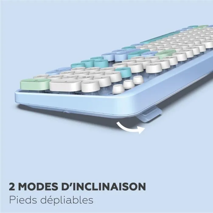 Mobility Lab Ensemble clavier et souris sans fil Pure Color avec pavé numérique intégré et raccourcis multimédias, bleu