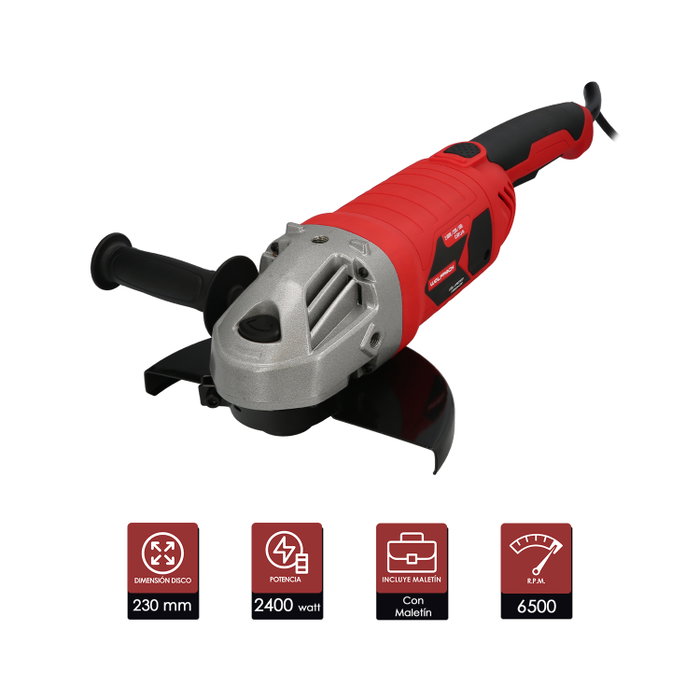 WOLFPACK LINEA PROFESIONAL Amoladora 2400W 230mm avec mallette