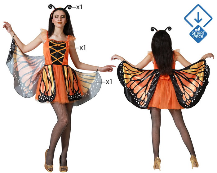 BigBuy Carnival Déguisement Papillon Orange Adulte XS-S BigBuy Carnival Déguisement Papillon Orange Adulte XS-S