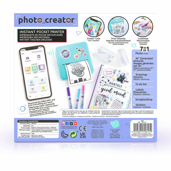 Canal Toys Photo Creator CLK 017 Imprimante Instantanée de Poche