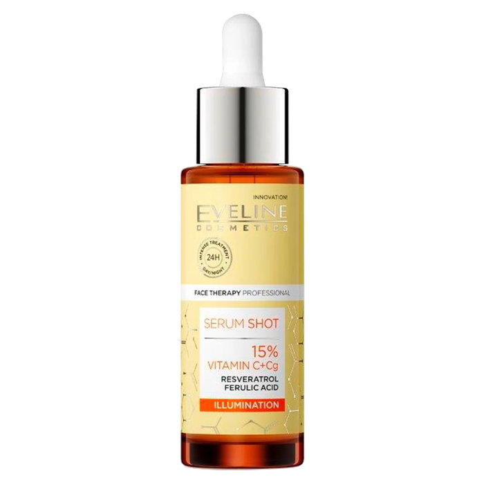 Eveline Cosmetics Sérum Shot Vitamine C 15% Éclaircissant 30 ml - Testeur - Pour le visage Eveline Cosmetics Sérum Shot Vitamine C 15% Éclaircissant 30 ml - Testeur - Pour le visage
