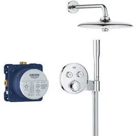 Grohe 34878000 - Mitigeur thermostatique pour douche encastrée, pomme haute ronde 26 cm, finition chrome, réglable