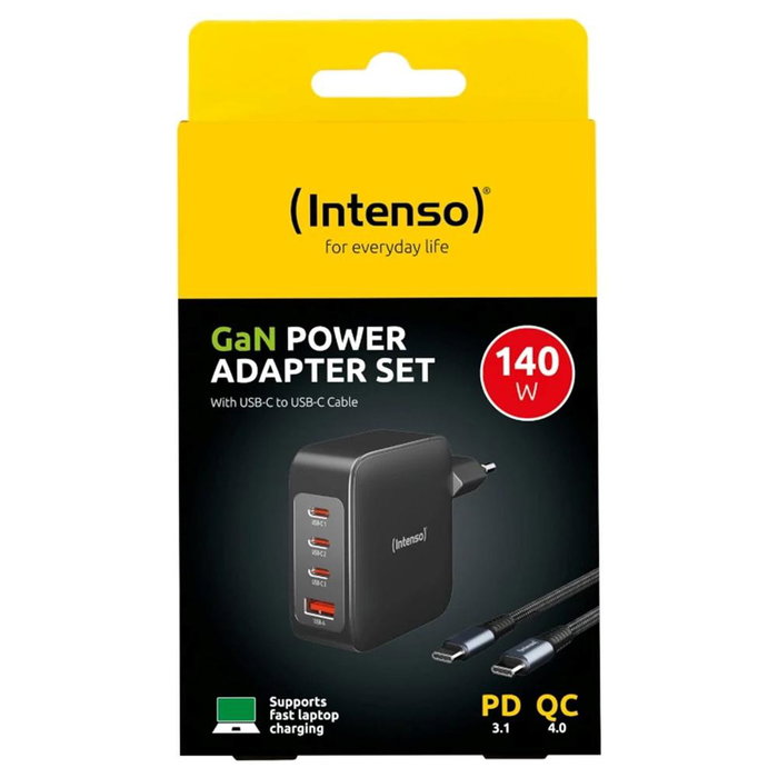 Intenso 7814010 Chargeur mural GaN 240W 3 ports USB-C avec câble 2m