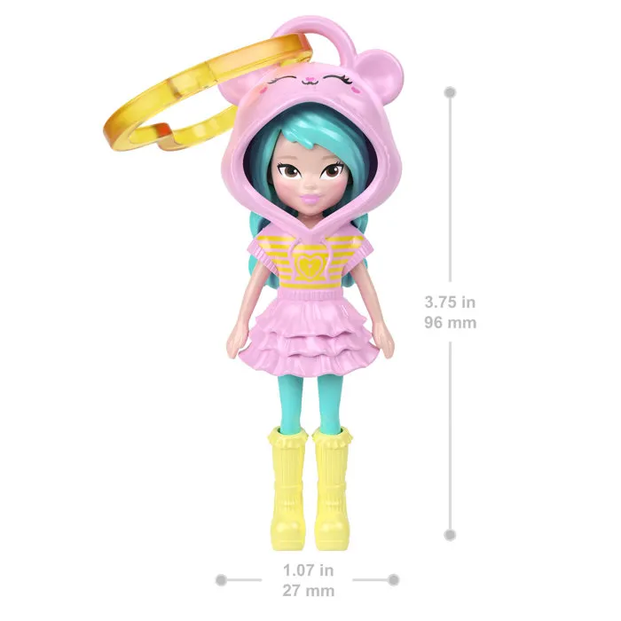 Polly Pocket - Porte-clés poupée fruitée mini avec sweat à capuche oversize - 7,6 cm
