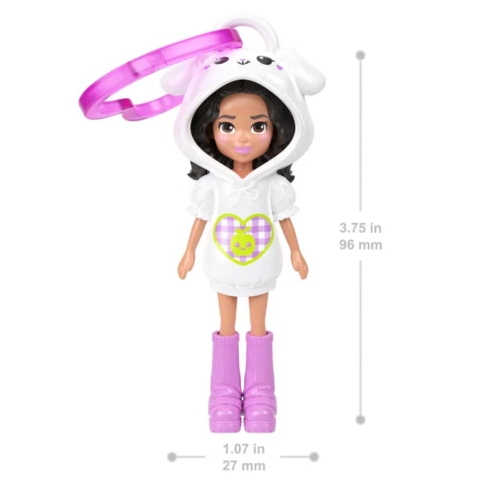 Polly Pocket - Porte-clés poupée fruitée mini avec sweat à capuche oversize - 7,6 cm