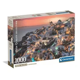 Clementoni - Puzzle Compact 1000 pièces - Shades of Santorini - 1000 pièces avec poster - Dimensions 70 x 50 cm