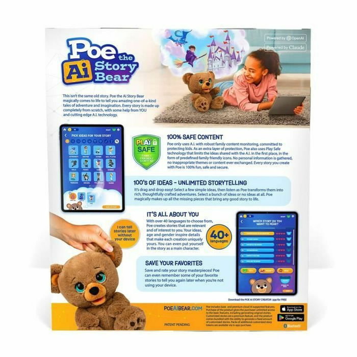 Famosa Ours Poe Conteur IA - Peluche Interactive Marron