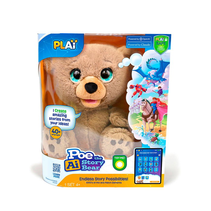 Famosa Ours Poe Conteur IA - Peluche Interactive Marron