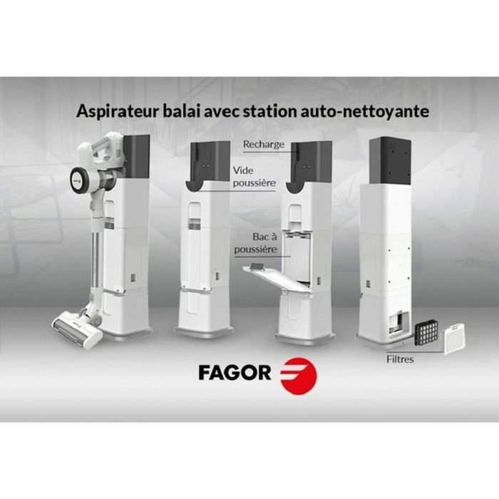 Fagor FG6415 Aspirateur balai sans fil 2 en 1 Blanc