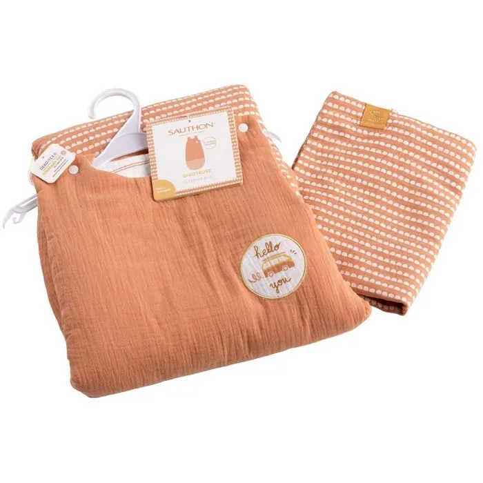 Sauthon Gigoteuse ouatinée chaude Sunlight 6-24 mois, TOG 3, 100 % coton, coloris terra cotta, pour enfants de 65 à 95 cm