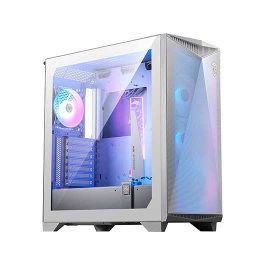 MSI MPG GUNGNIR 300R AIRFLOW White boîtier PC tour ATX avec panneau en maille, vitre trempée, 4 ventilateurs ARGB 120 mm, USB 3.0, USB 3.2, USB Type-C