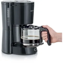 Severin Cafetière Filtre KA4815 1,4 L (10 tasses) - Noir - 1000 W - Système anti-gouttes - Porte-filtre lavable au lave-vaisselle