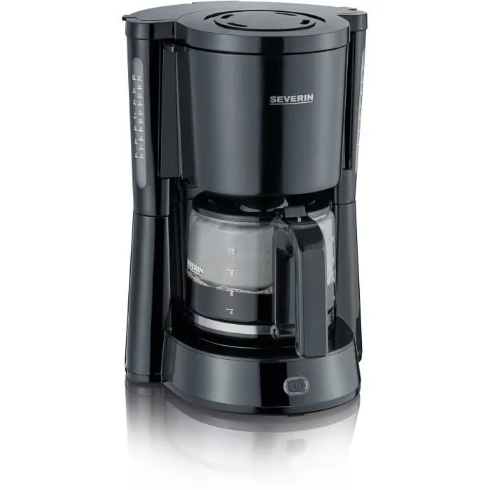 Severin Cafetière Filtre KA4815 1,4 L (10 tasses) - Noir - 1000 W - Système anti-gouttes - Porte-filtre lavable au lave-vaisselle