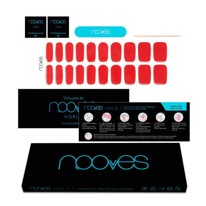 Nooves Film Gel pour Ongles Rouge Cramoisi Premium Luxe Solide - 20 unités