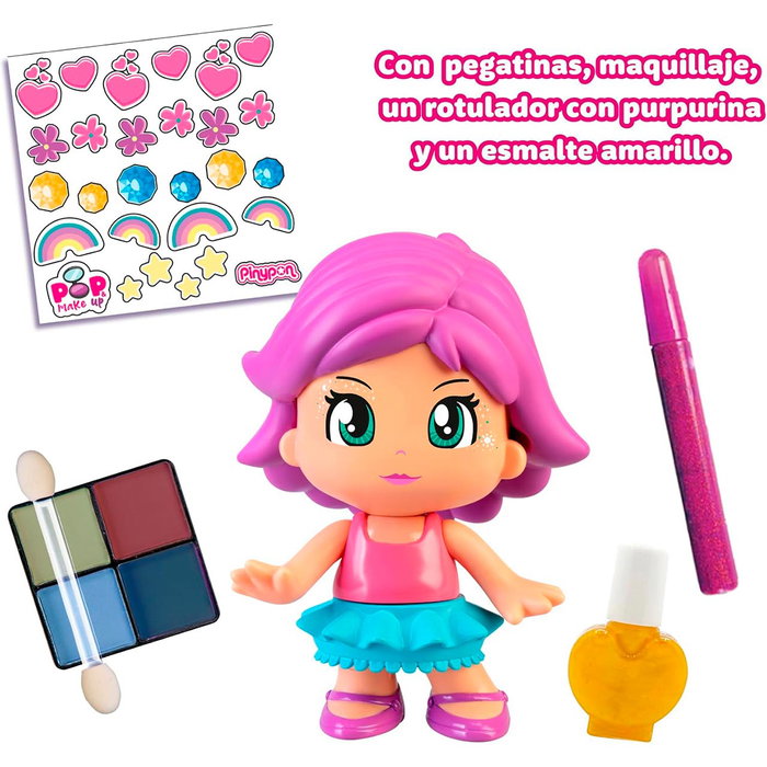 FAMOSA - Poupée Pinypon Pop & Makeup - Figurine de 17 cm à maquiller et décorer - Référence PNY70000