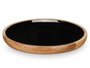 GIFTDECOR Plat 25 cm en Bois de Manguier avec Mamelon Noir (Set de 12)