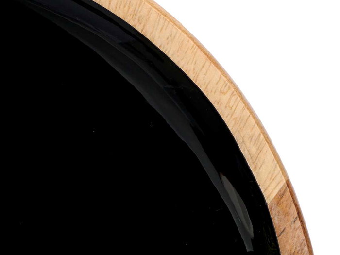 GIFTDECOR Plat 25 cm en Bois de Manguier avec Mamelon Noir (Set de 12)