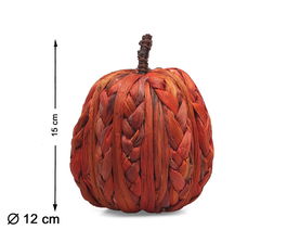 Calabaza decorativa en fibre naturelle tressée - Taille 15x12 cm - Tonalité orange - Décoration d'automne et Halloween - Idée centre de table