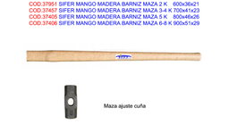 Manche en bois verni pour masse 5 kg avec cale