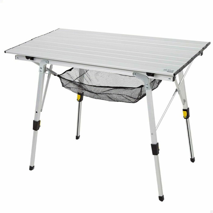 Aktive Table de Camping Pliable Compacte en Aluminium Argenté 90x51x45 cm