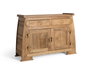 GINER Y COLOMER - Buffet en bois de teca massif style oriental avec 2 tiroirs et 2 portes sculptées, finition naturelle rustique - Dimensions L110 x P41 x H77 cm