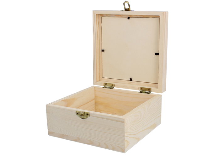 Innspiro Boîte carrée en pin massif avec métacrylate 16x16x8,5 cm