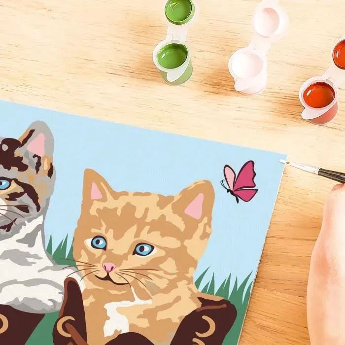 Ravensburger 25528 Kit de Peinture par Numéros CreArt Kids, Chatons et Chaussures, 18x24 cm, Dès 7 ans, avec Cadre, Tableau Pré-peint, Pinceau et Peintures
