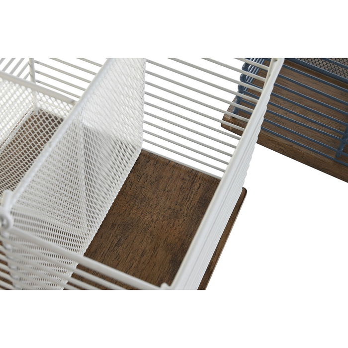 Panier à couverts DKD Home Decor Bleu Blanc Métal Bois d'hévéa 18 x 18 x 15 cm (2 Unités)