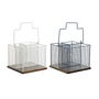 Panier à couverts DKD Home Decor Bleu Blanc Métal Bois d'hévéa 18 x 18 x 15 cm (2 Unités)