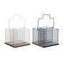DKD Home Decor Panier à couverts Bleu Blanc Métal Bois d'hévéa (2 Unités)