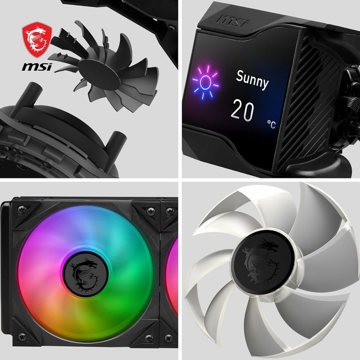 MSI MPG CORELIQUID D240 Kit de refroidissement liquide avec écran LCD et 240 mm de radiateur
