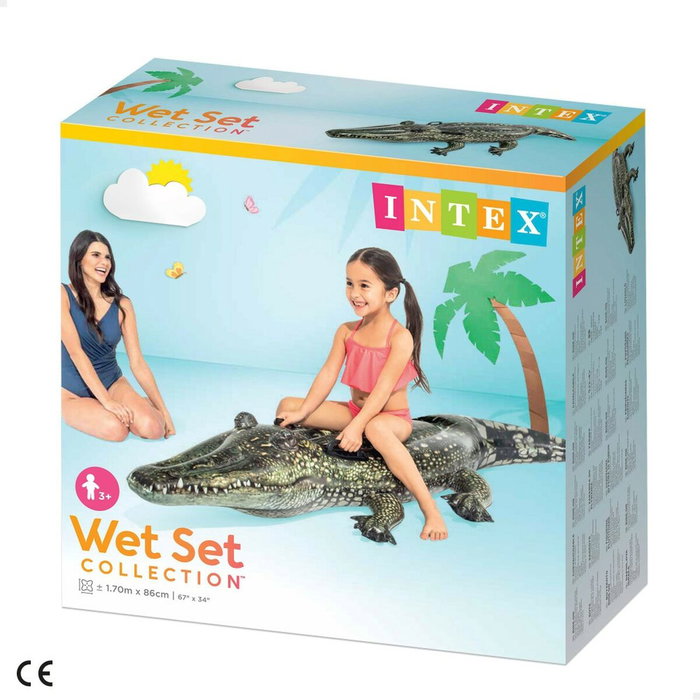 Intex Bouée gonflable Alligator à chevaucher Vert 170 x 86 cm Intex Bouée gonflable Alligator à chevaucher Vert 170 x 86 cm