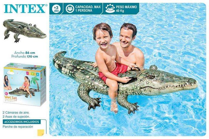 Intex Bouée gonflable Alligator à chevaucher Vert 170 x 86 cm Intex Bouée gonflable Alligator à chevaucher Vert 170 x 86 cm
