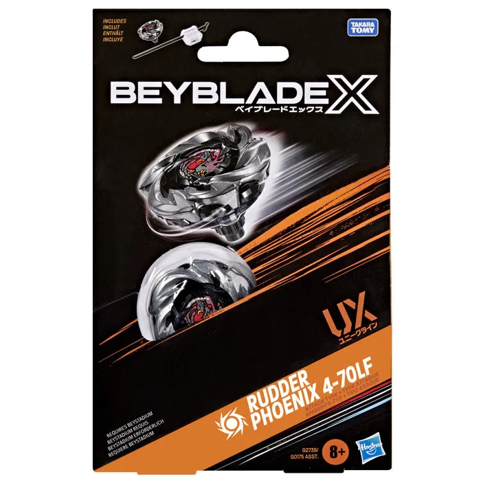 Beyblade X Starter Pack Rudder Phoenix 4-70LF UX - Toupie de compétition Takara Tomy type attaque avec lanceur - Pour enfant dès 8 ans