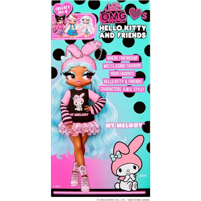 L.O.L. Surprise! O.M.G. Hello Kitty and Friends - Melody, poupée articulée de 24 cm
