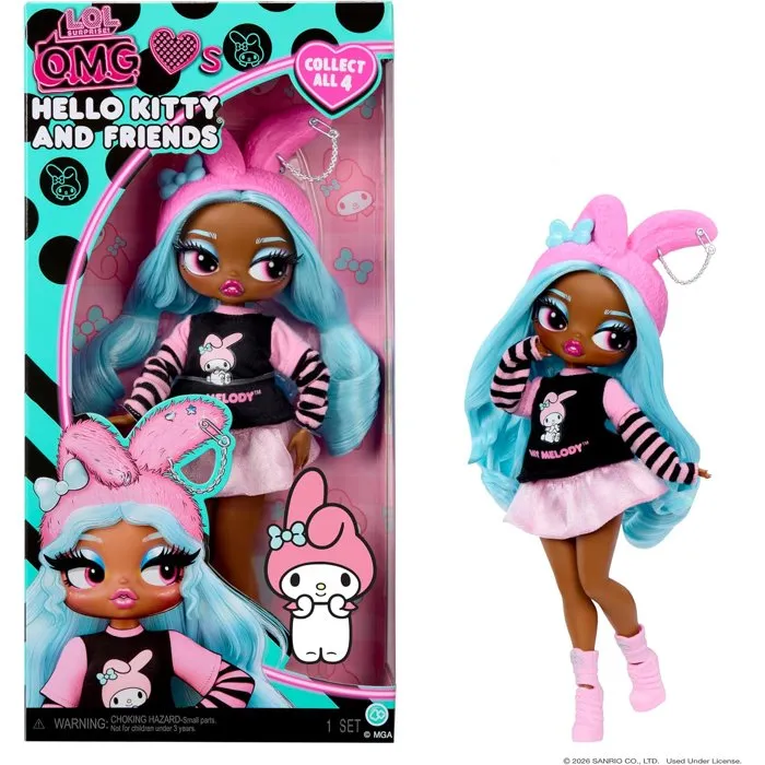 L.O.L. Surprise! O.M.G. Hello Kitty and Friends - Melody, poupée articulée de 24 cm