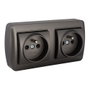 Solera Base fixe double 2P+T type E français 16A 250V~ Surface Mural Grafito 148x72x42mm
